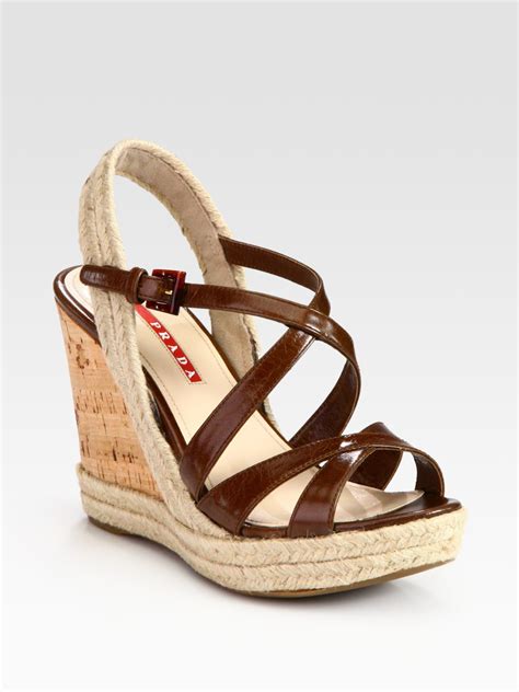 prada wedges brown|Prada wedges heels.